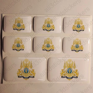 Sticker Cambodia Resin Domed Stickers Cambodia Coat of Arms 3D Vinyl Adhesive - Picture 1 of 1