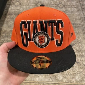 Cappello New Era 59FIFTY MLB San Francisco Giants arancione aderente taglia 7 7/8 pulito - Foto 1 di 11