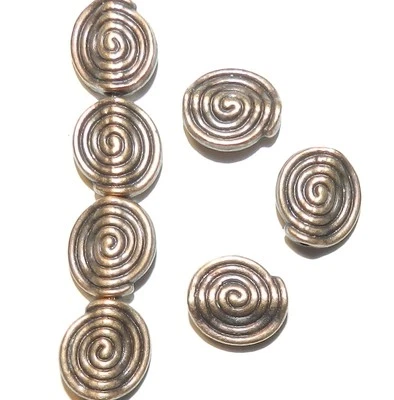 MB366 Cuentas de aleación de metal semi redondas de cobre envejecido de 10 mm con diseño de remolino 20 piezas Foto 1 de 2