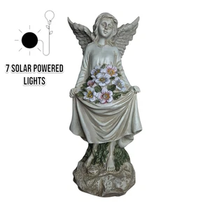 Memorial Garden Angel Statue 30cm Solar Lights Flower Grave Ornament sentimental - Picture 1 of 11