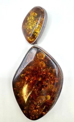 "Enorme colgante ámbar grande de plata de ley de 4,5""" Foto 1 de 4