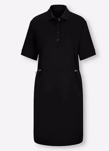 Women Midi Dress Black Sporty Collar Jersey Polo Ladies Dress UK18 EU 44 - MARKS - Picture 1 of 4
