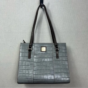 DOONEY & BOURKE Croc Embossed Small Lexington Tote Shoulder Bag Purse Gray - Picture 1 of 16
