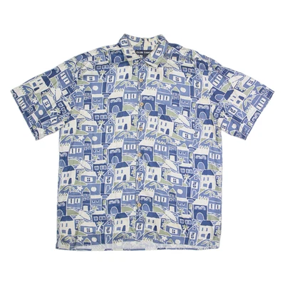 CLUB TANGO Mens Shirt Blue Silk Crazy Pattern L - Image 1 of 4