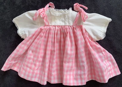 Vestido a Cuadros Rosa Original Etiqueta Años 60 para Muñeca Bebé Madame Alexander 20" Puddin' Foto 1 de 4