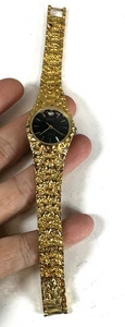 Vintage Gruen Diamond Quartz Gold Plated Ladies Nugget Watch New Battery - Picture 1 of 10