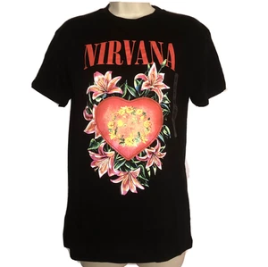 Nirvana Shirt XL Womens NEW Floral Heart Graphic Band Tee Lily Flowers X LARGE - Picture 1 of 12