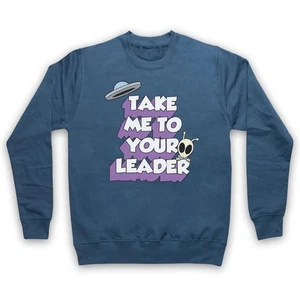 TAKE ME TO YOUR LEADER RETRO UFO SPACE ALIEN SCI FI ADULTS UNISEX SWEATSHIRT - Picture 1 of 11