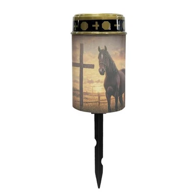 Cross Horse Solar Stake Lights Multipurpose Solar Pathway Lights Cemetery Dec... - Image 1 of 4