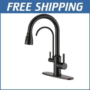 High Arch Gooseneck Kitchen Faucet with Pull-Down Sprayer, 3-Way Functionality - Picture 1 of 11