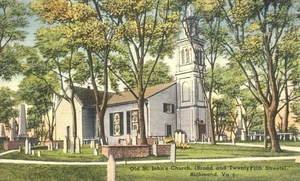 Alte St Johns Church Broad & Twenty Fifth St Richmond Virginia 1951 Postkarte - Bild 1 von 2