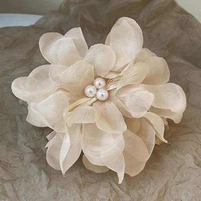 Nuevo Clip de Pelo Perla Flor Dulce para Mujer Malla Suave Elegante Pan Pelo Tiburón Cl Foto 1 de 4