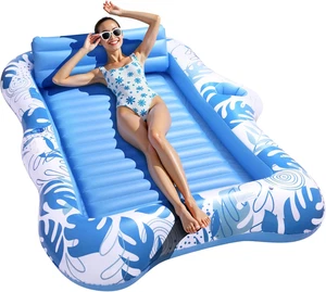 Inflatable Tanning Pool Lounger Float for 2 Person, Extra Large Floating Lounge - Picture 1 of 7