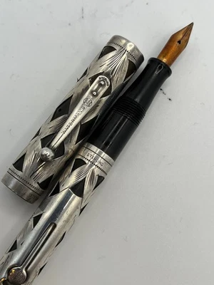 Watermans 452 Filigrana Basketweave sobreposição em prata esterlina #2 ouro novo na caixa - Imagem 1 de 4