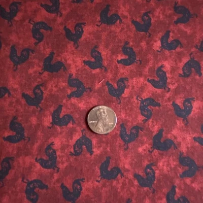 BTY Rooster Hill Fabric Dark Red  Quilting Cotton Print - Image 1 of 4