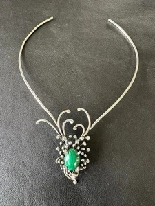 Sterling Silver And Malachite Collar Necklace - Picture 1 of 5