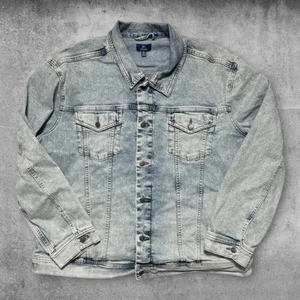 George Denim Jean Trucker Jacket Size 2XL Unisex Blue Light Wash Western Grunge - Picture 1 of 3