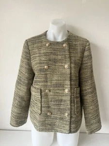 Anne Klein Jacket Women Size EU F Tweed Buttons Blazer Green Wool Blend - Picture 1 of 15