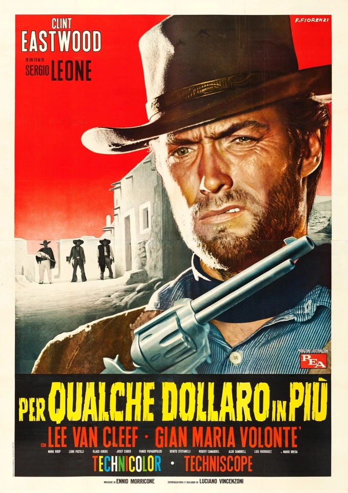 Reproduction Vintage "Clint Eastwood - For A Few Dollars" Movie Poster, Size: A2