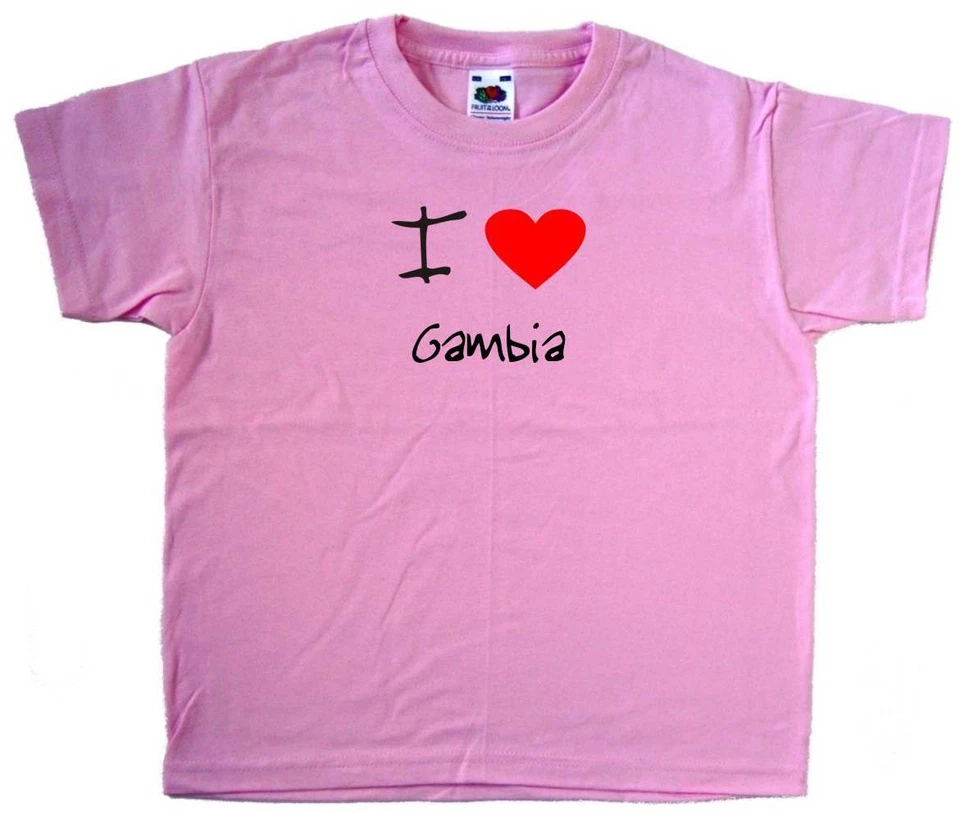 TEETREEDESIGNS I Love Heart Gambia Pink Kinder T-Shirt