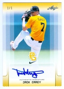 JACK CAREY "BLANK BACK AUTOGRAPH CARD #1/1" LEAF SHOWCASE BASEBALL VAULT 2017