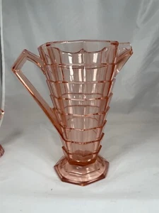 Vintage Indiana Glass Pink Tea Room Pitcher Depression Art Deco - Picture 1 of 11
