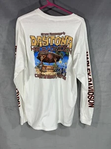 Harley Davidson Daytona Beach T-Shirt Size Large white Graphic Long Sleeve - Picture 1 of 11