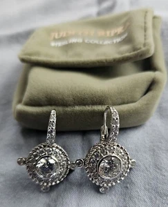 STUNNING JUDITH RIPKA CZ CLUSTER LEVER BACK STERLING SILVER DROP EARRINGS - MIB! - Picture 1 of 6