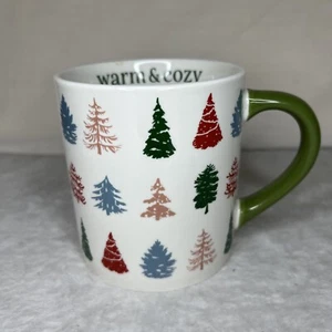 Multi-Color Christmas Tree Stoneware Coffee Mug 14oz Threshold ‘Warm & Cozy’ - Picture 1 of 8