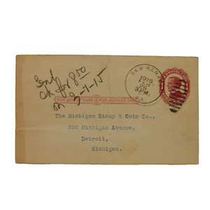 UX24 WILLIAM McKINLEY POSTAL CARD POSTMARKED 1915