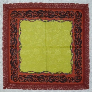 L592 GIANNI VERSACE Red Jacquard Cotton Scarf Scarves Pocket Square 16" X 16" - Picture 1 of 6