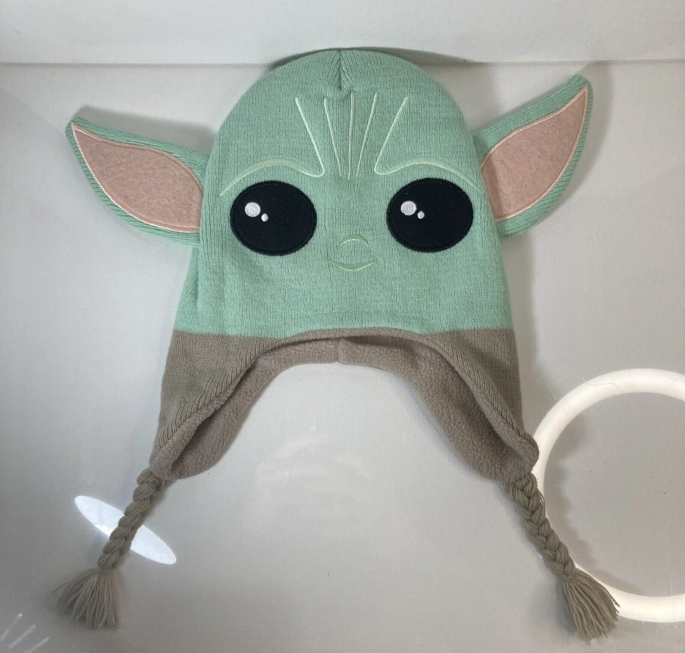 Star Wars Baby Yoda Grogu Unisex Kids Beanie Hat Ear Flaps One Size Green/Tan - Image 1 of 4