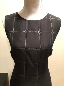 NEW ST. JOHN Metallic Jacquard Cocktail Sheath Dress in Caviar Metallic Size 10 - Picture 1 of 6