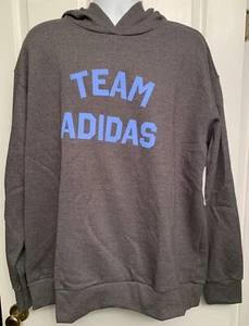Adidas Men's Team Performance Pullover Hoodie NWT Carbon Heather/Blue 2XL XXL - Picture 1 of 9