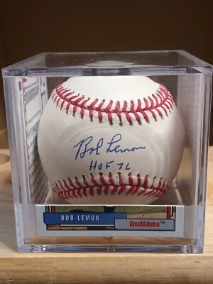 BOB LEMON Cleveland Indians 'HOF 76' Signed OAL Baseball (PSA/DNA COA) - Image 1 of 4