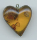 Pendentif en forme de cœur ambre naturel charme amour cadeau Saint-Valentin - ER674