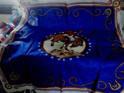 Bucking Horse & Cowboy Bandana 22" x 22" Retro ReRodeo Temática Disfraz Envío Rápido Foto 1 de 3