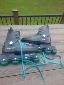 Men's Rollerblade Zetra 303 Sz 7.5 Black Teal Inline Skate Sport Exercise - Picture 1 of 14