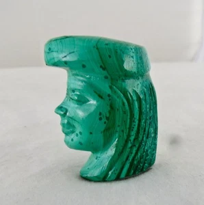 HANDCRAFTED 36 MM NATURAL MALACHITE KING HEAD 106 CARATS CARVED GEMSTONE PENDANT - Picture 1 of 5