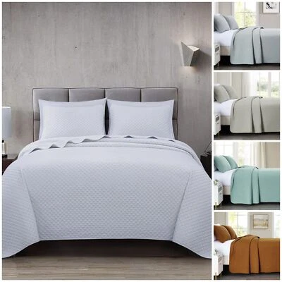 Chezmoi Collection Avon 3-piece Cotton Quilt Set Diamond Stitch Bedspread Set - Image 1 of 4