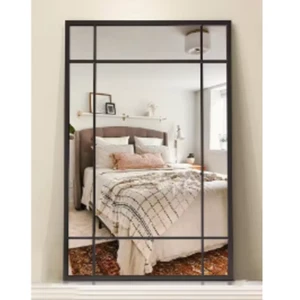 Full Length Iron Frame Grid Mirror 50x150cm Black Home Décor Modern Industrial - Picture 1 of 4