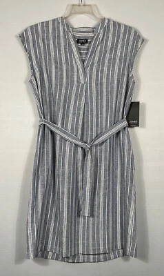 Jones New York платье женщин 8 синий в полоску подпоясанный рубашка без рукавов пуловер новый с Ярлыками - Изображение 1 из 4