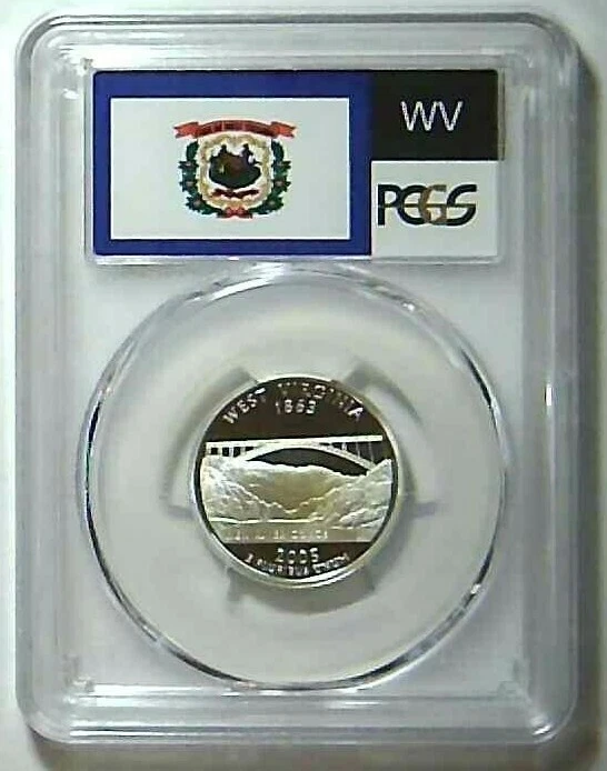 2005-S 25C State Quarter West Virginia PCGS PR69 DCAM 90% Silver 21lotu1230 - Image 1 of 2