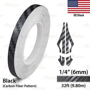 1/4" Vinyl Pinstriping Pin Stripe Styling Tape Sticker 6mm CARBON FIBER BLACK - Picture 1 of 12