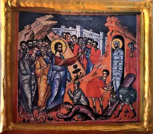Raising of Lazarus at Bethany Jesus Miracle Byzantine Athenian Orthodox Icon - Picture 1 of 6
