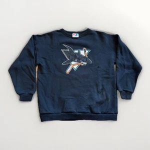 San Jose Sharks Sweatshirt Mens XL Vintage Distressed Hockey Black Fleece - Picture 1 of 8