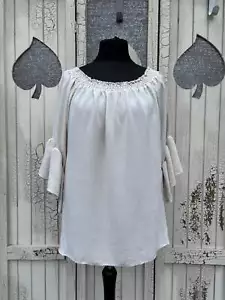 Made in Italy Ladies Bardot Top with Frilled Sleeves Various Colours - Picture 1 of 8