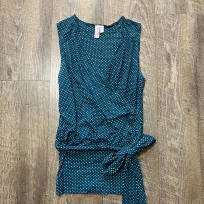 2000s Y2k Sweat Pea Teal Polka Dot Babydoll Top Womens Size Small - Image 1 of 4