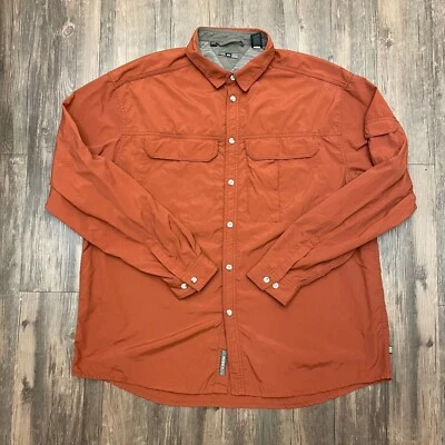 Camisa de Botones para Hombres REI con Mangas Enrolladas Ventiladas Talla XL Pesca UPF 50 Naranja Foto 1 de 4
