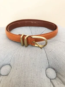 Coach Women’s Mandarin Orange Leather Belt Solid Brass Buckle Italy Sz S EUC! - Picture 1 of 9